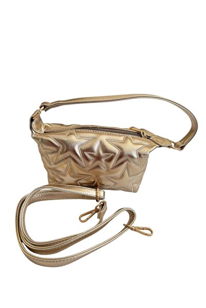 Aslia Collection Bags Kadın Gold Yıldız Nakışlı Kol ve Omuz Çantası - Ayarlan...