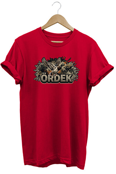 WİDİ Duck Graphic Printed Crew Neck Cotton Hunter Nature T-Shirt