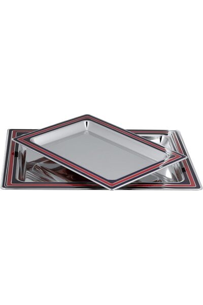 Generic ALQ Rectangular Stainless Steel Tray Set, 2 Pieces, for Serving Food ...