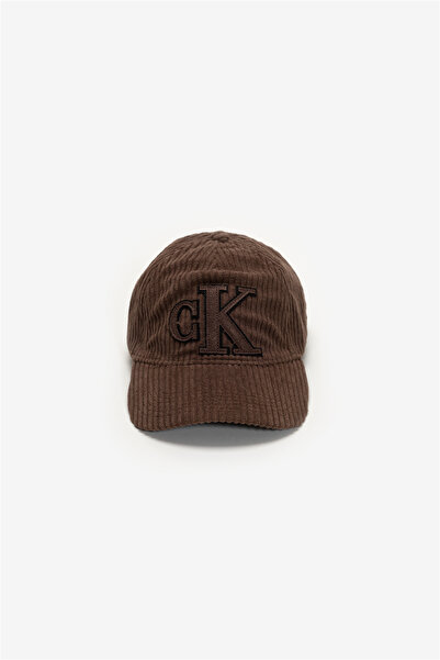 Calvin Klein Felt Monogram Patch Cap Erkek Baseball Şapka Kahverengi