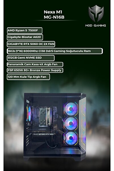 MOD GAMING Nexa MG-N16B Amd Ryzen 5 7500F | RTX5060 | 16GB Ram | 512 GB Gen4 ...