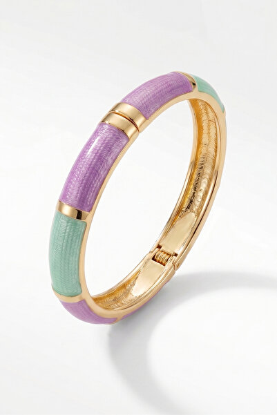 AURRARİ Turquoise and Purple Rowed Cuff Steel Bracelet