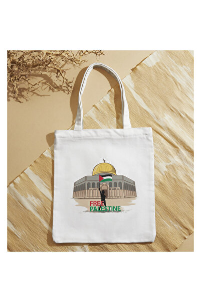 ALPŞAN TİCARET Palestine Themed Printed Cloth Bag Linen Tote Bag Daily Use 34...