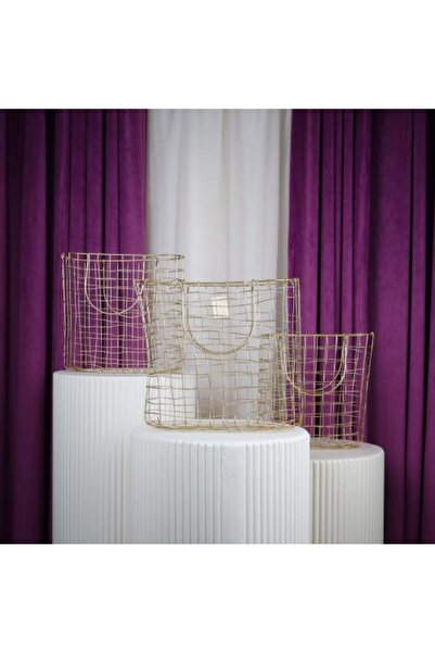 Gifts World Set of 3 golden iron baskets