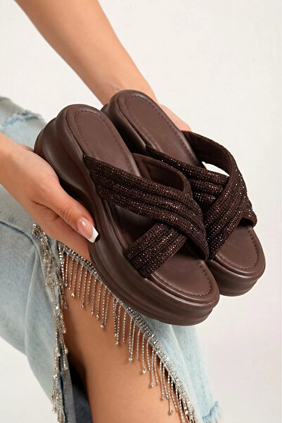 Zaira Women's brown platform Slipper made of eco- Leather Marisol #25421 - 36
