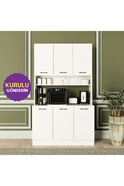 HOMECONOM Armonia Kahve Köşesi 120 cm Parlak Beyaz Mdf Lam