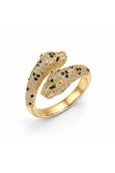 neslyaccessories Twin Panther Gold Yüzük