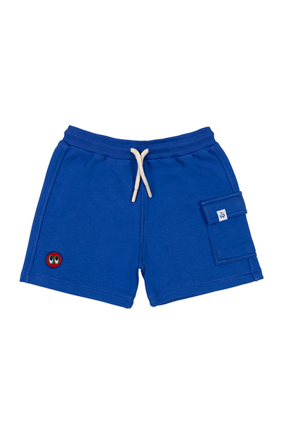 BEETLEBEEZ Children's Cargo Model Short Shorts - Indigo Blue (Beige Drawstring)