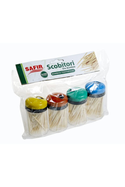 OEM Hygienic Bamboo Toothpicks Top Bottom Set 4×200 pcs SAFIR