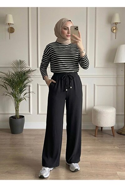 Bahar Altundemir Women's Wide Leg Aerobin Fabric Lace-Up Trousers