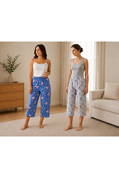 Serena Set 2 pantaloni pijama damă 3/4 ,culoare -multicolor