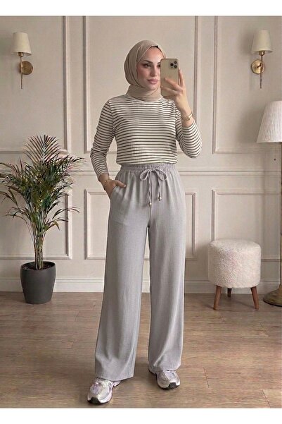 Bahar Altundemir Women's Wide Leg Aerobin Fabric Lace-Up Trousers