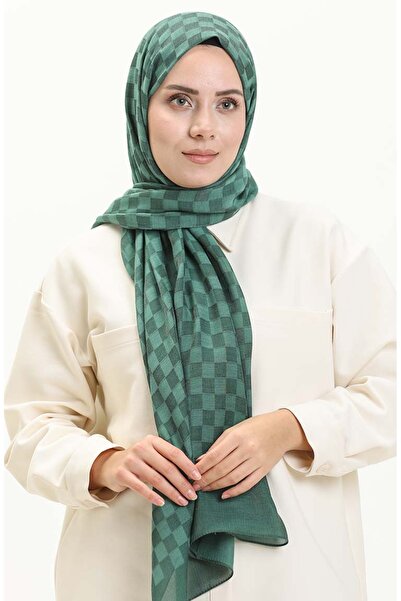 sefamerve شال كارمن منقوش مربع الشكل 70223-07 أخضر
