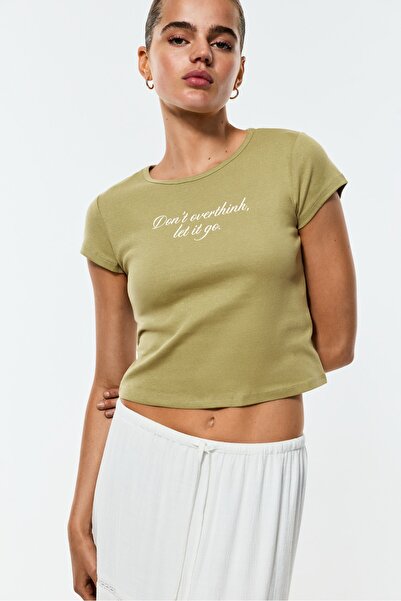 LEFTIES Desenli crop t-shirt