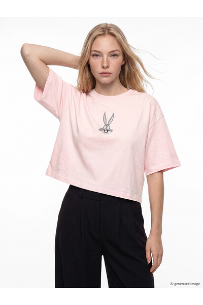 LC Waikiki Peak New Season Bugs Bunny Printed 100% Cotton Women's T-Shirt