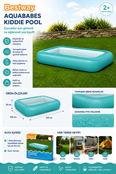 BESTWAY AquaBabes Kiddie Pool 165 x 104 x 25 cm Şişme Çocuk Havuzu