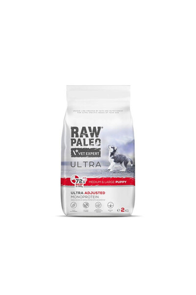 Raw Paleo VetExpert Carne de vită pentru căței de talie medie și mare 2kg