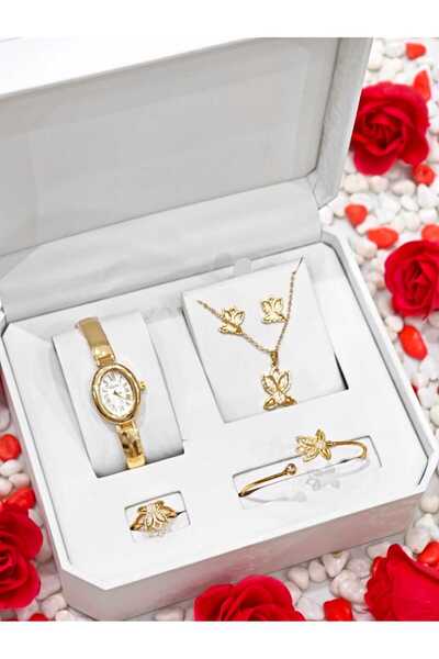 STRIVA Rose Gold Luxury Color Set Multi Watch Women's Accessories 5 Piece Set