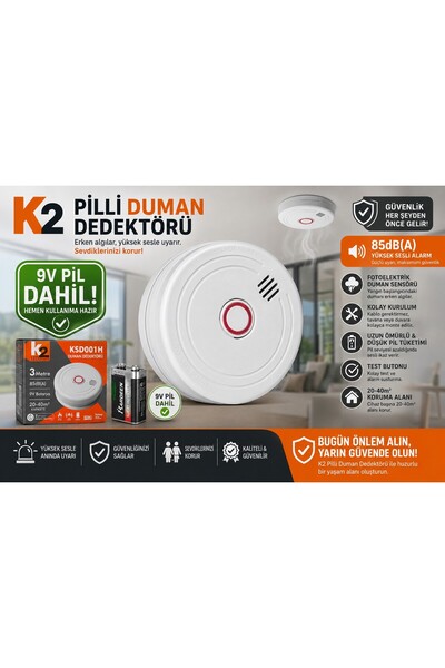 K2 Pilli Duman Dedektörü