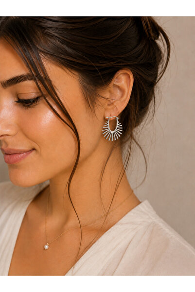 Belasso Steel Silver Color Sunbeam Design Women's Earrings