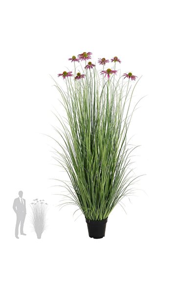 Roberto Rossi Iarba artificiala Onion 150 cm cu 9 flori mov de crizantema