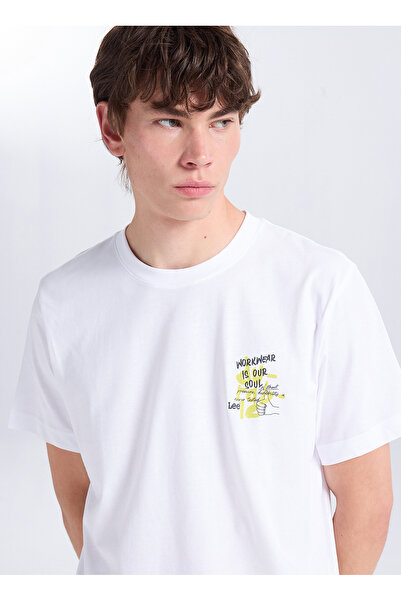 Lee Beyaz Erkek Regular Fit Yazı Baskılı T-Shirt L2610011100 Beyaz T-Shirt