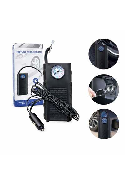 Zenorius Compresor Auto 18x9cm, Portabil 12V, Inflator Anvelope cu Manometru ...