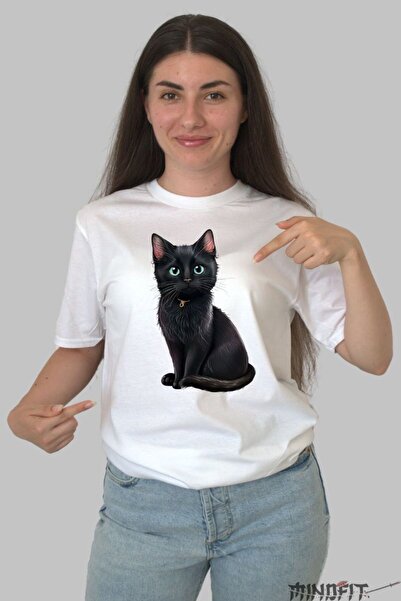 GILDAN Tricou Pisica Neagra Cu Ochi Albastri