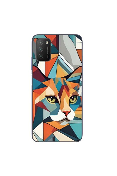 OEM Case compatible with Xiaomi Poco M3 Silicone Gel Tpu Pattern Cubic Cat Art