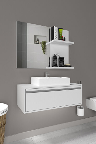 iyimi? İyimi Beyaz Arya Modern Banyo Lavabo Aynası Raflı 60x45 cm – Diş Fırça...