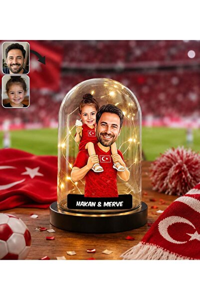 Bk Gift Kişiye Özel Türkiye Milli Takım 2026 Dünya Kupası Baba&Kız Karikatürl...