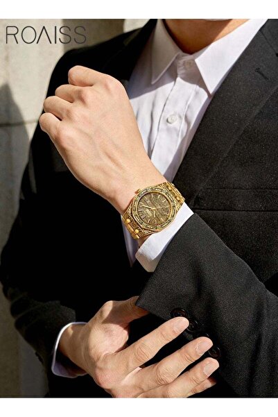 ROAISS Mens Retro Analog Quartz Watch Multifunction Dial Stainless Steel Band...