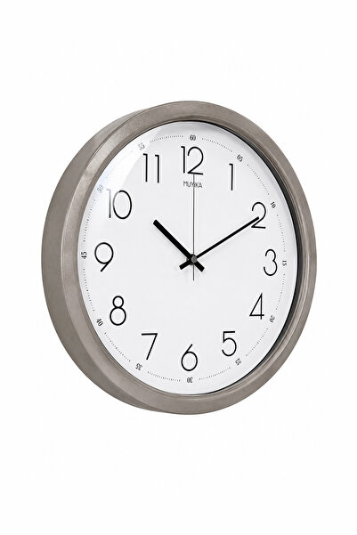 Muyika Design Duvar Saati Sessiz Akar Mekanizma Metal Kasa Camlı Modern Salon Saati - 40 cm Vizon Muyika