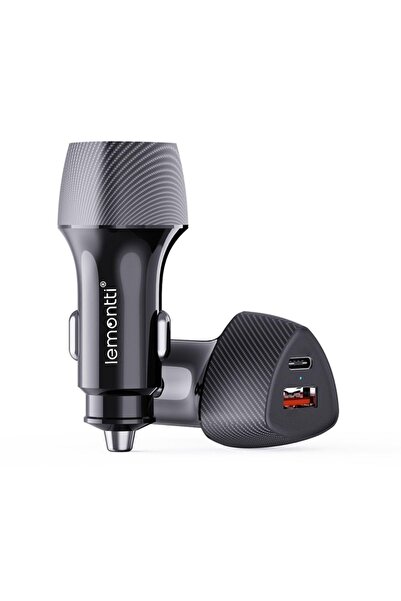 lemontti Incarcator Auto Super Fast Charge 48W 2 porturi PD Type-C 30W + USB-...