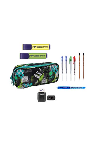 Daco Equipped Pencil Case for School PE705 – 10 Accessories Included, 2 Compa...