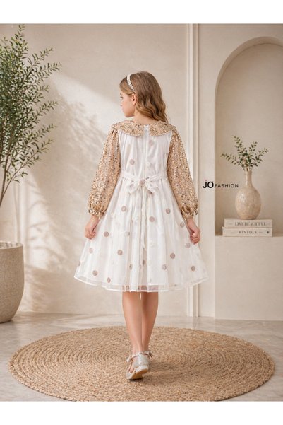 Jo فستان بناتي أنيق بتصميم كلاسيكي - 4 سنوات