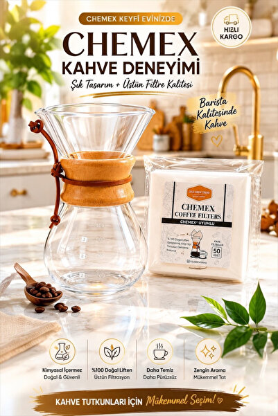 COLD BREW TREND by uğur cadırcı Chemex 400 ml + 50 Adet Filtre Kağıdı Seti