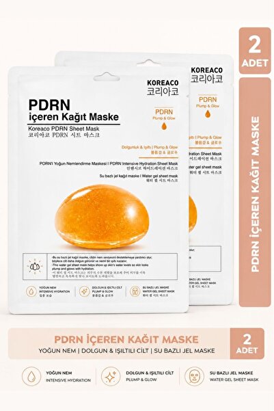 KOREACO PDRN Kağıt Maske | Dolgun ve Canlı Cilt Görünümüne Yardımcı Maske 2li...