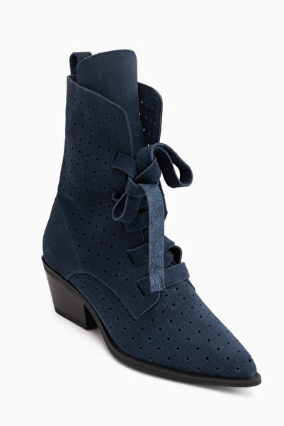 Limoya Beth Genuine Leather Blue Suede Lace Detailed Summer Western Women's B...