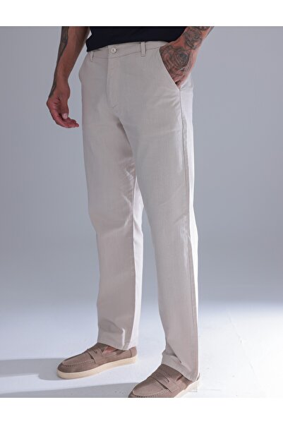 Siyah İz Pantaloni de in crem pentru bărbați – Pantaloni casual de vară cu ta...