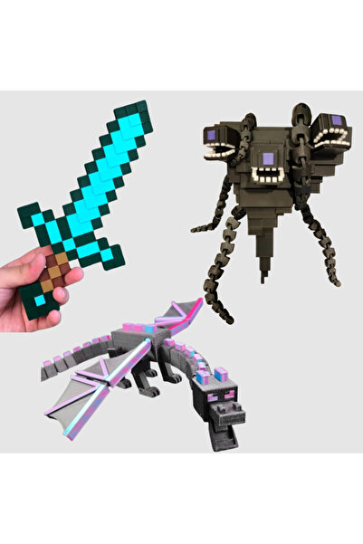 FigürDizayn Minecraft 3'lü Set Diamond Sword,Wither Storm,Ender Dragon