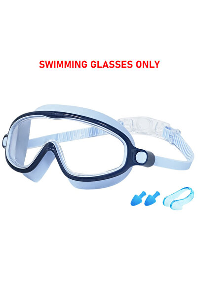 Choice6 Blue-without case Large Frame Swimming Goggles Wide View No Leaking A...