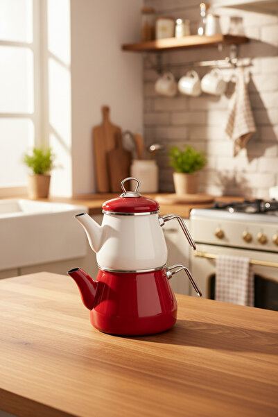 Bambum Lumino - Enamel Teapot Set Red