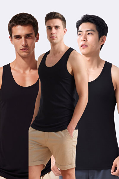 Loule Men's 95% Bamboo 3-Piece Casual Standard Size Undershirt - Flexible Fit...