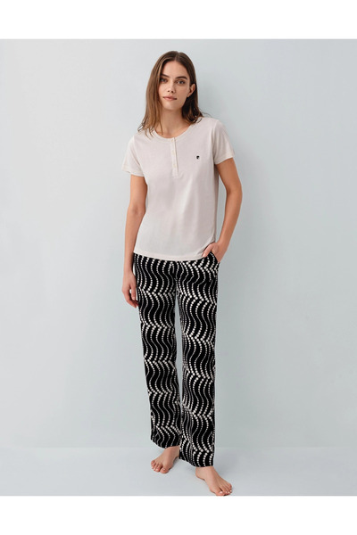 ALFA AKSESUAR 03 Pc9165-X Women's Short-Sleeved Plus Size Pajamas Set