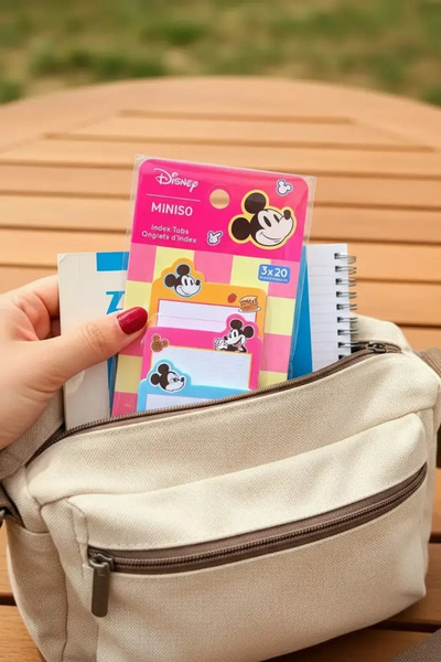 Miniso سلسلة طعام ميكي ماوس المرخصة من ديزني، ورق ملاحظات مربع مع رسوم توضيحي...