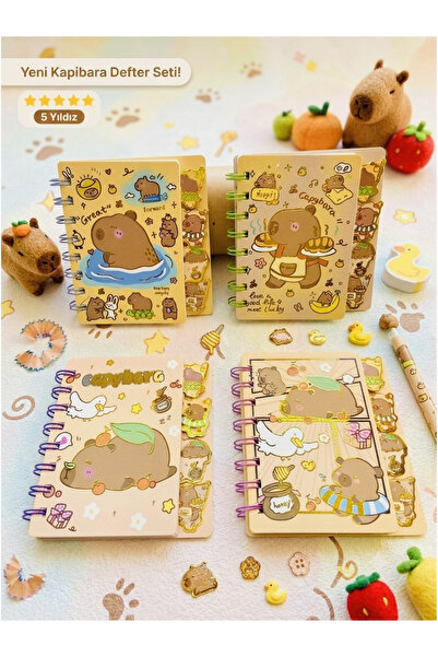 ÖZ OFİS Capybara Ayraçlı Çizgili Not Defteri - 12x8 cm Cep Boy - 64 Sayfa - T...