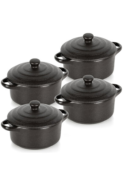 Orion Set de 4 boluri de copt din porțelan cu capace
