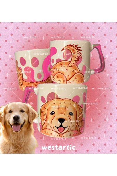 westartic westdogs Golden Retriever Tasarım Kupa Fincan Bardak