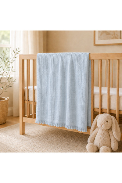 FYB 4 Layer Muslin Baby Blanket 100X120 cm 100% Cotton with Tassels Gift